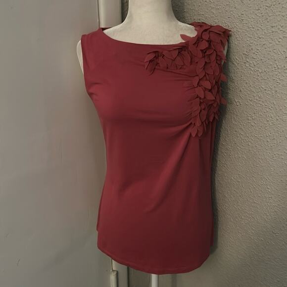 Ann Klein Women’s Pink Floral Short Sleeve Blouse L Work Office Casual Fairycore - Picture 1 of 9